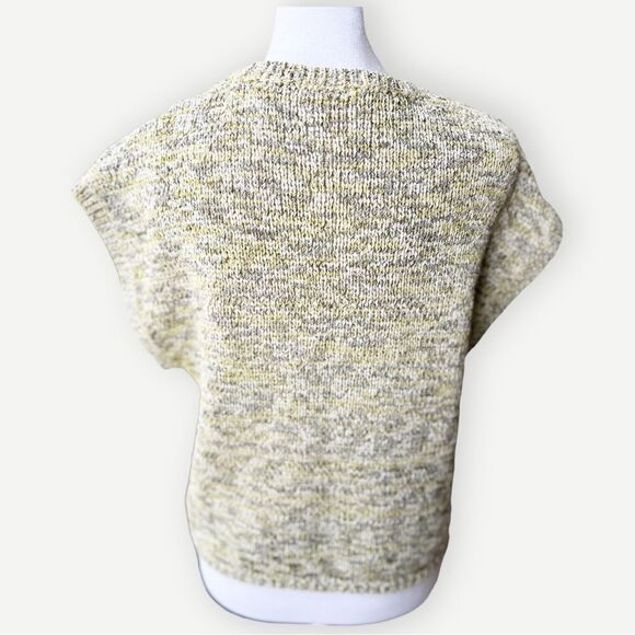H&M Knit Yellow Gray Crewneck Relaxed Short Sleeve Pullover Boxy Sweater Top. XS - Picture 6 of 11